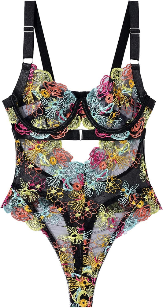 Midnight Bloom Lace Bodysuit